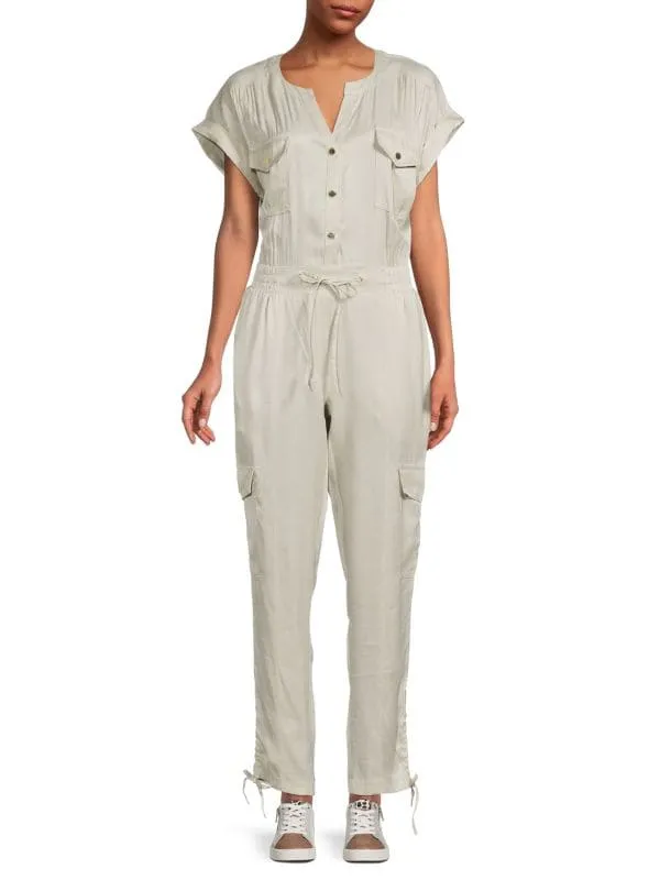 Elie Tahari ankle length jumpsuit with belt, denim