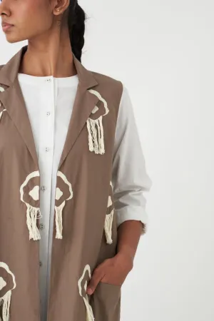 Fringe Back Pleat Jacket - Cedar