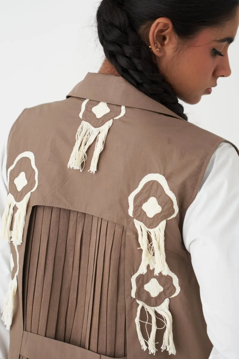 Fringe Back Pleat Jacket - Cedar