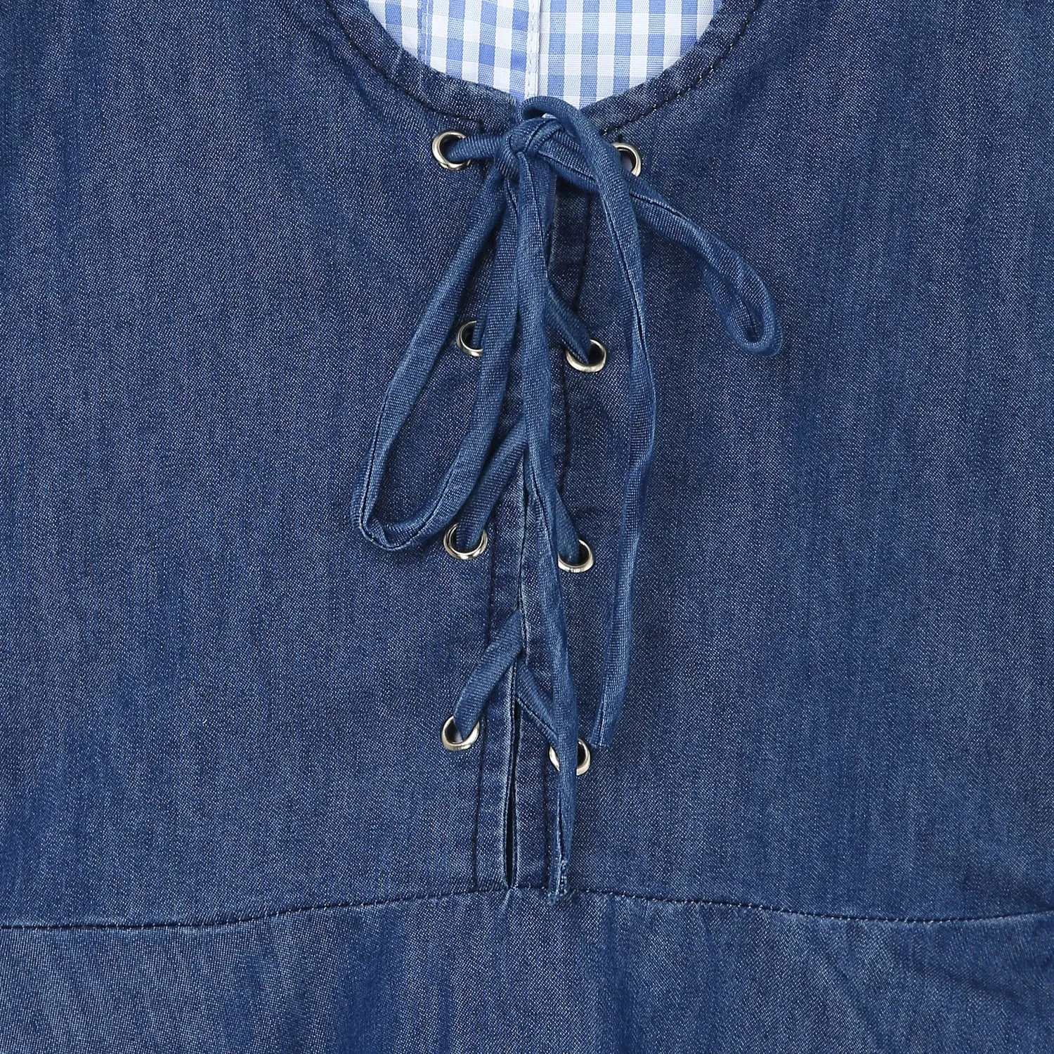 Gilr's Denim Fringe Dress With Front Button - StyleStone Kid