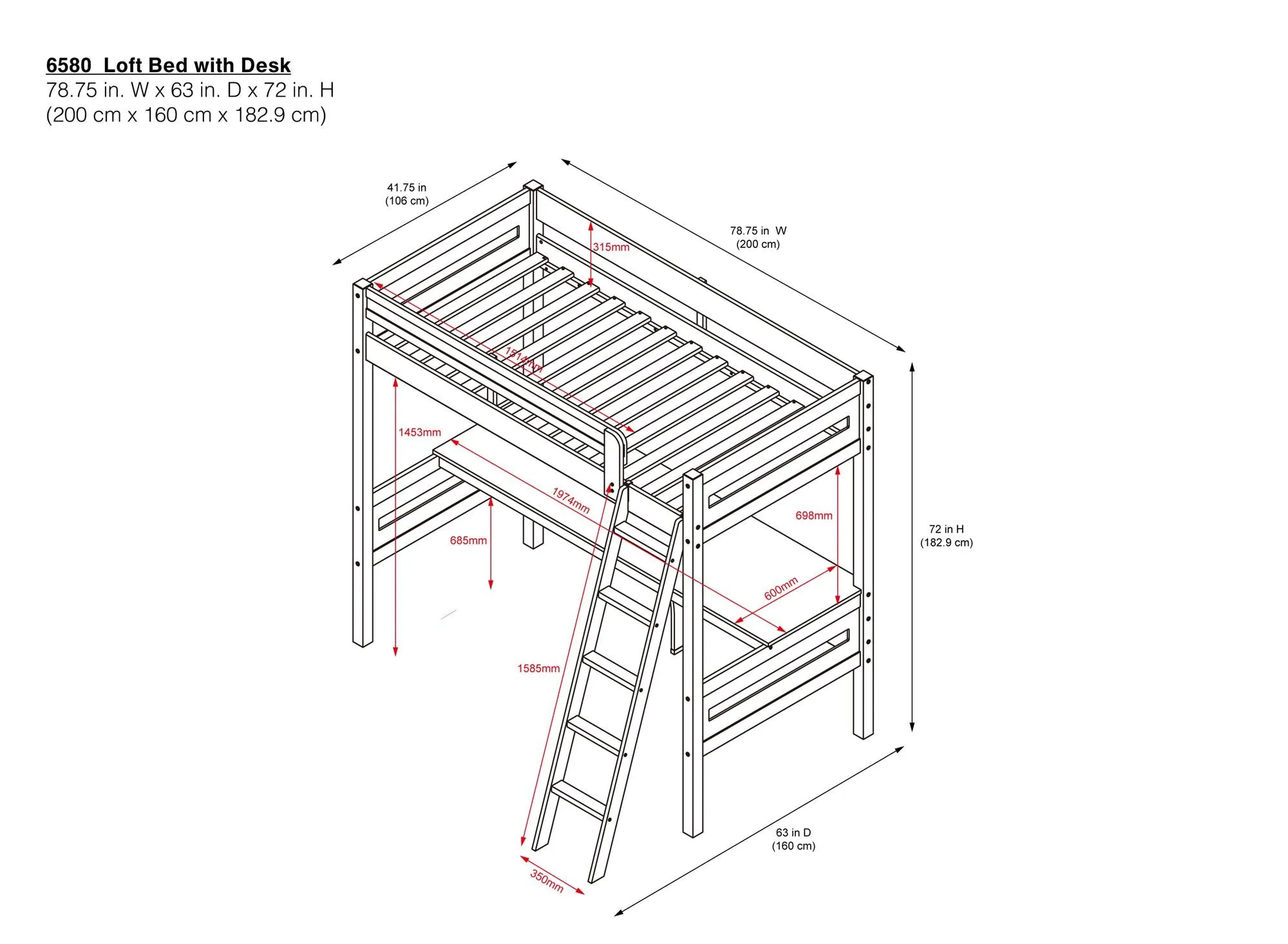 Harlan Loft Bed with Desk