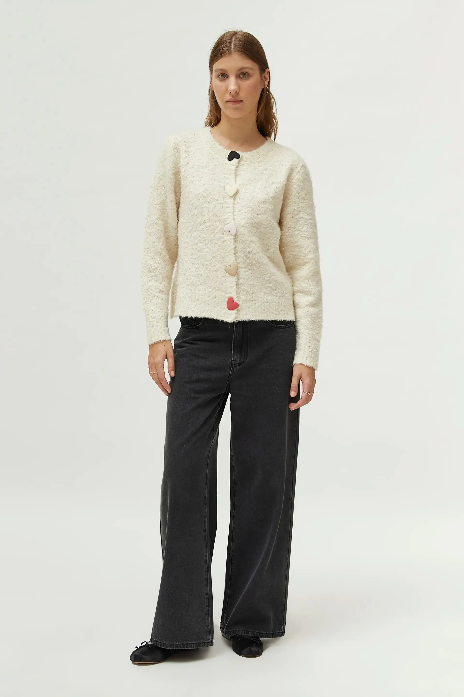 Heart Detail Cardigan Ecru