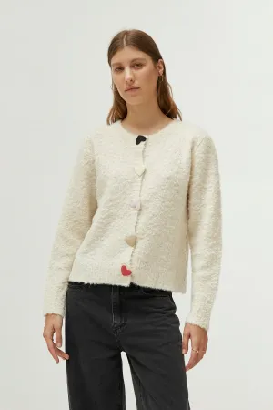 Heart Detail Cardigan Ecru