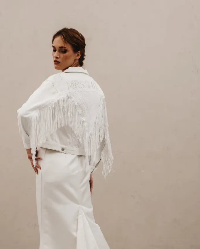 Heirloom Bridal Sequin Fringe Denim Jacket