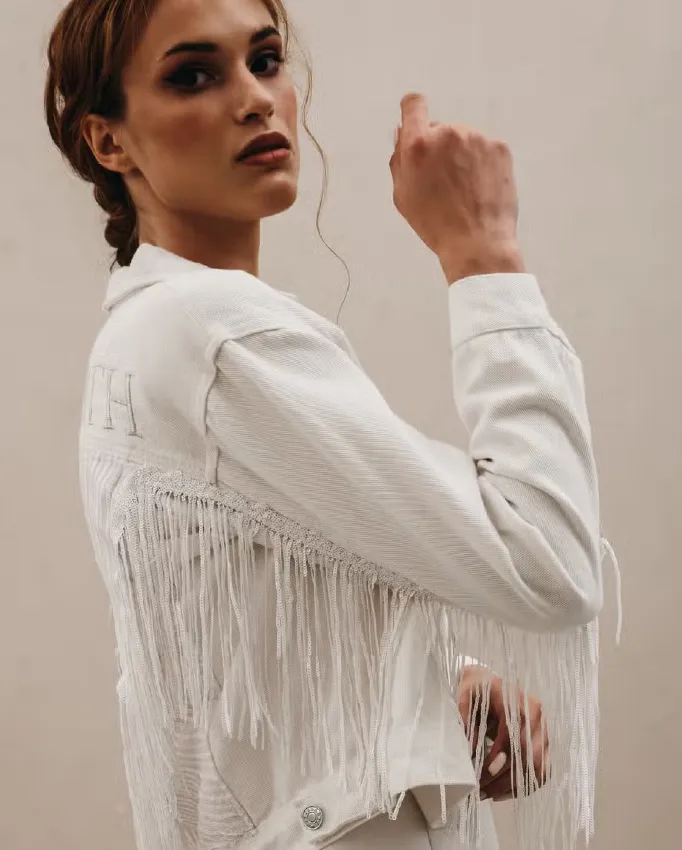 Heirloom Bridal Sequin Fringe Denim Jacket