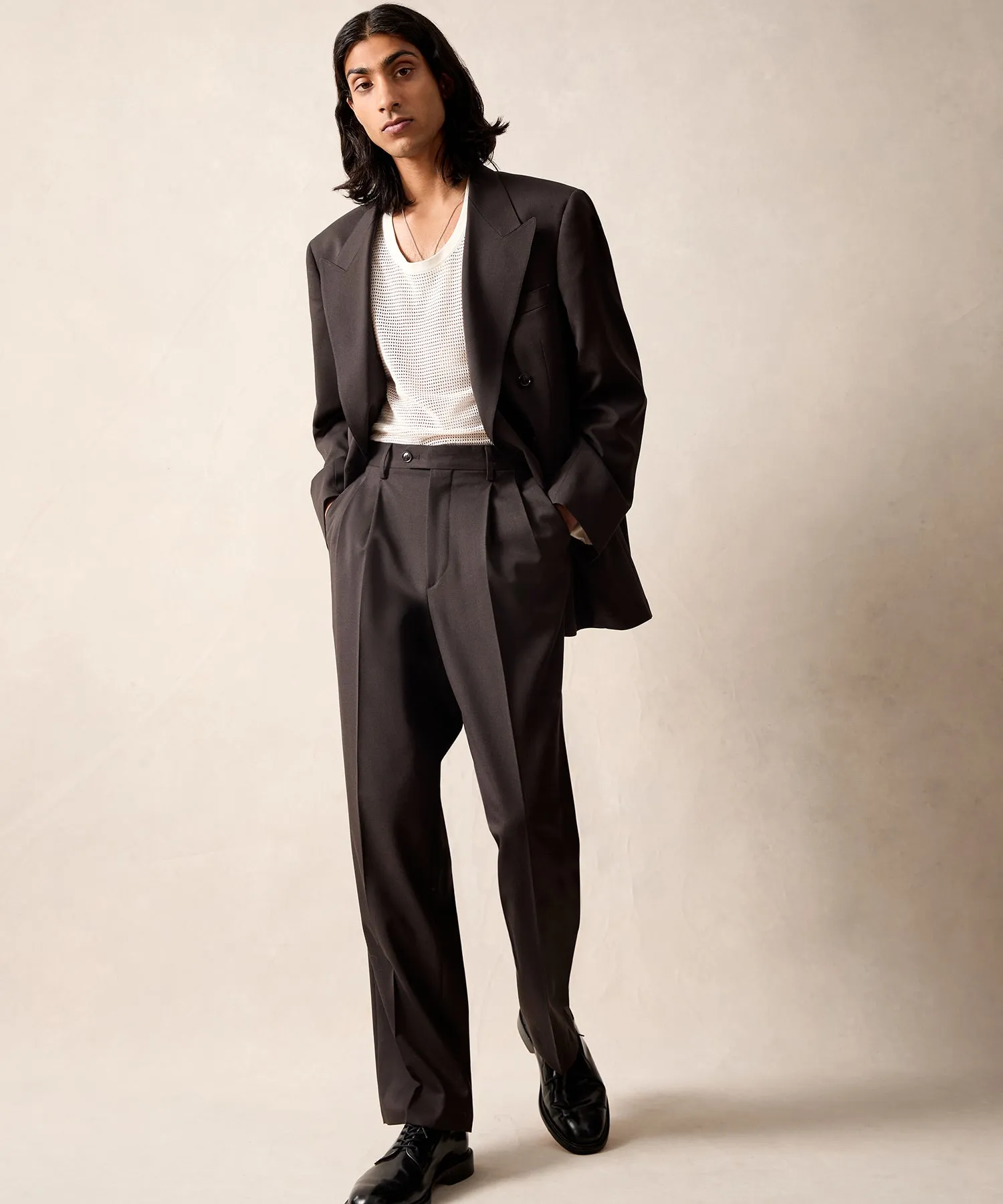 Italian Gabardine Wythe Jacket in Dark Brown