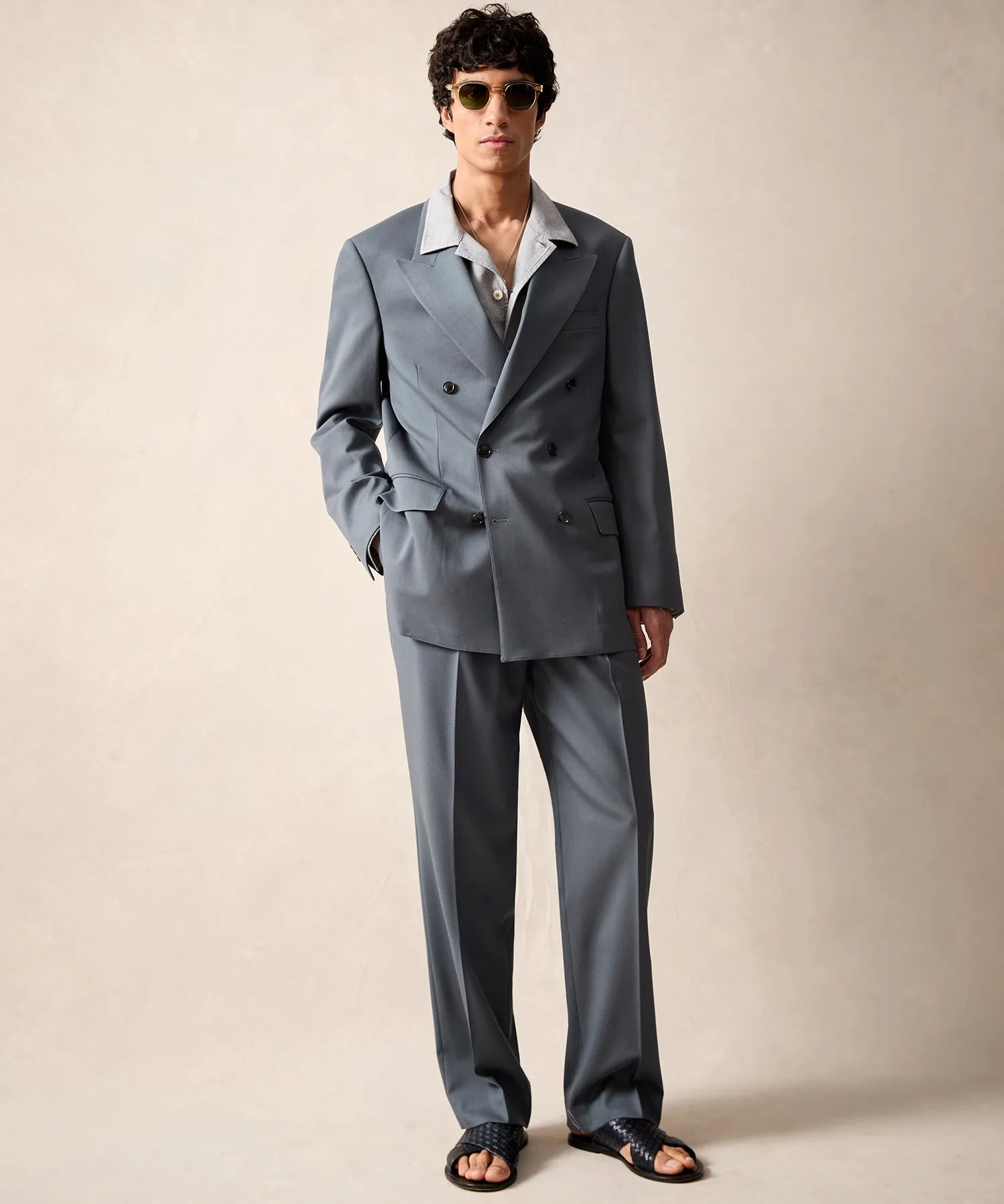 Italian Gabardine Wythe Jacket in Steel Blue