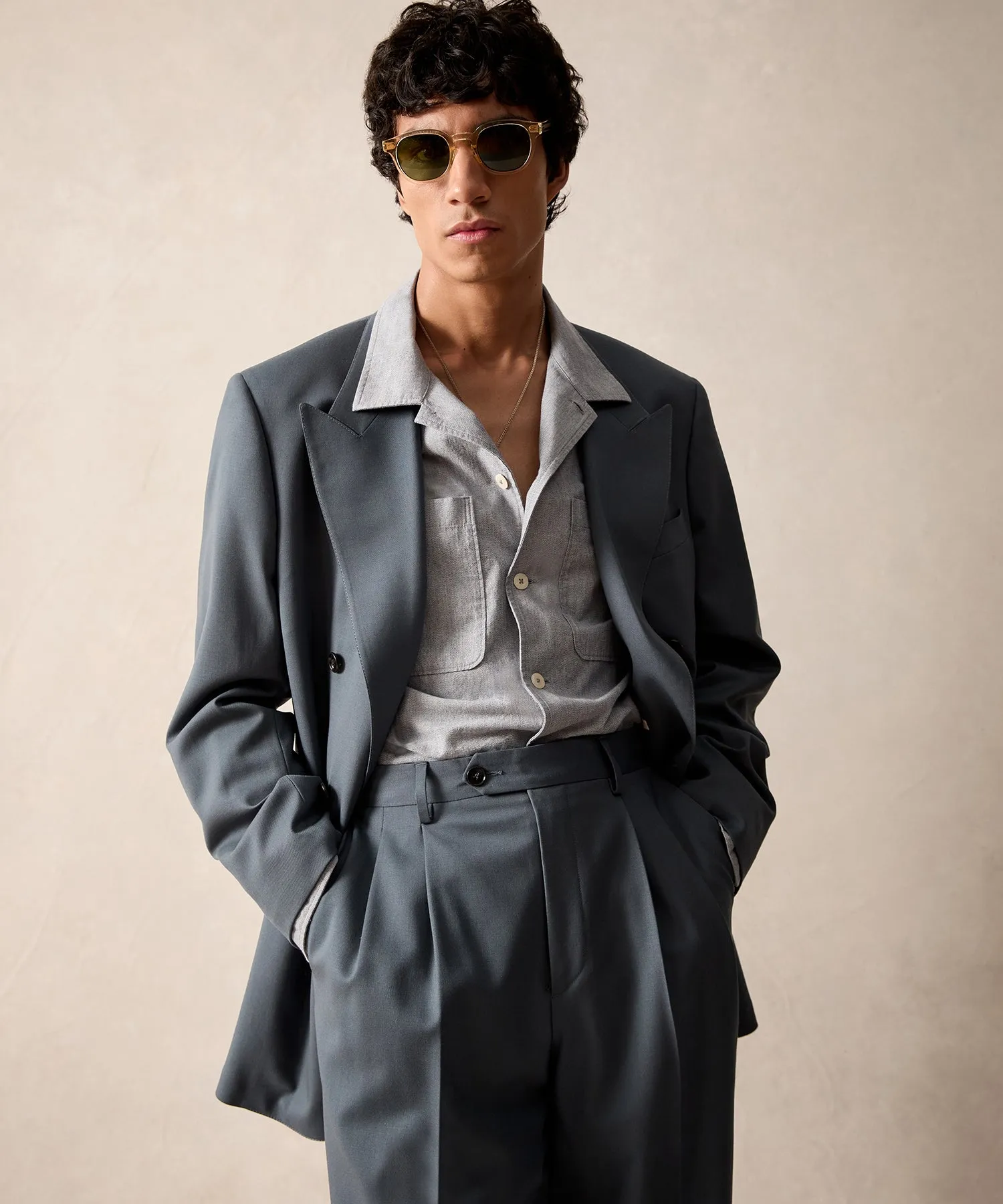 Italian Gabardine Wythe Jacket in Steel Blue