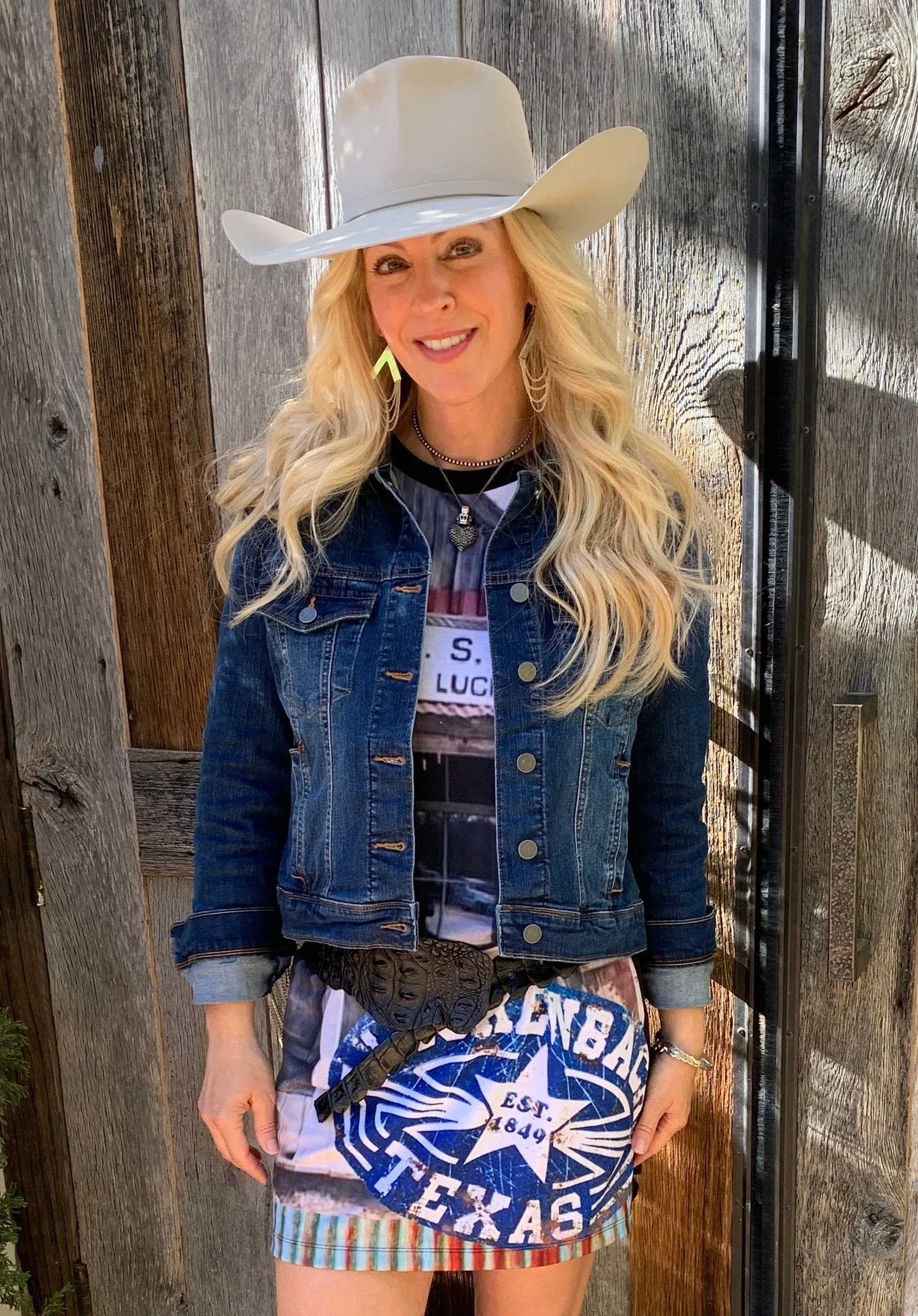 Jacket, Western Cut Denim with Rhinestone Fringe - Style HC792