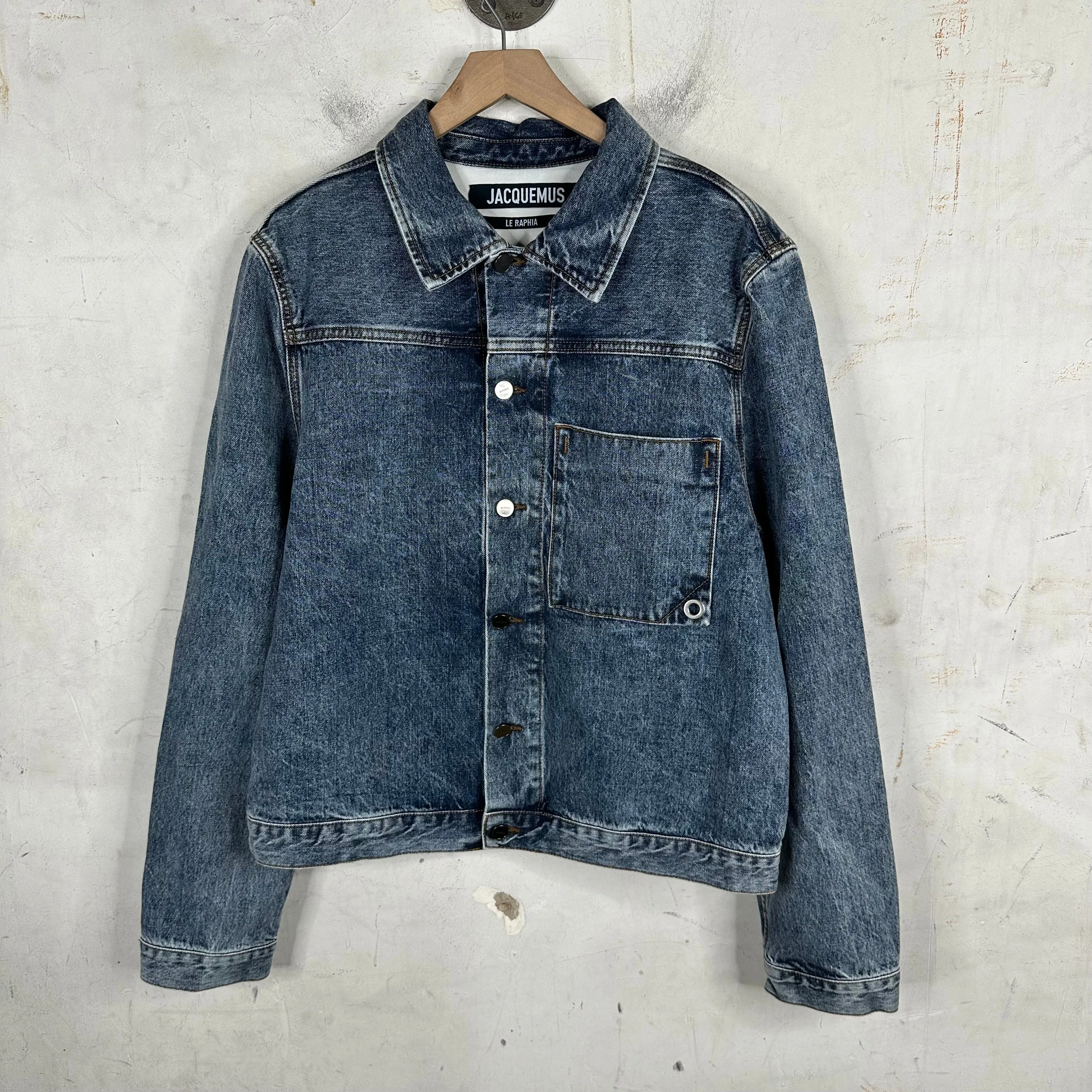 Jacquemus Le Raphia Cropped Denim Jacket