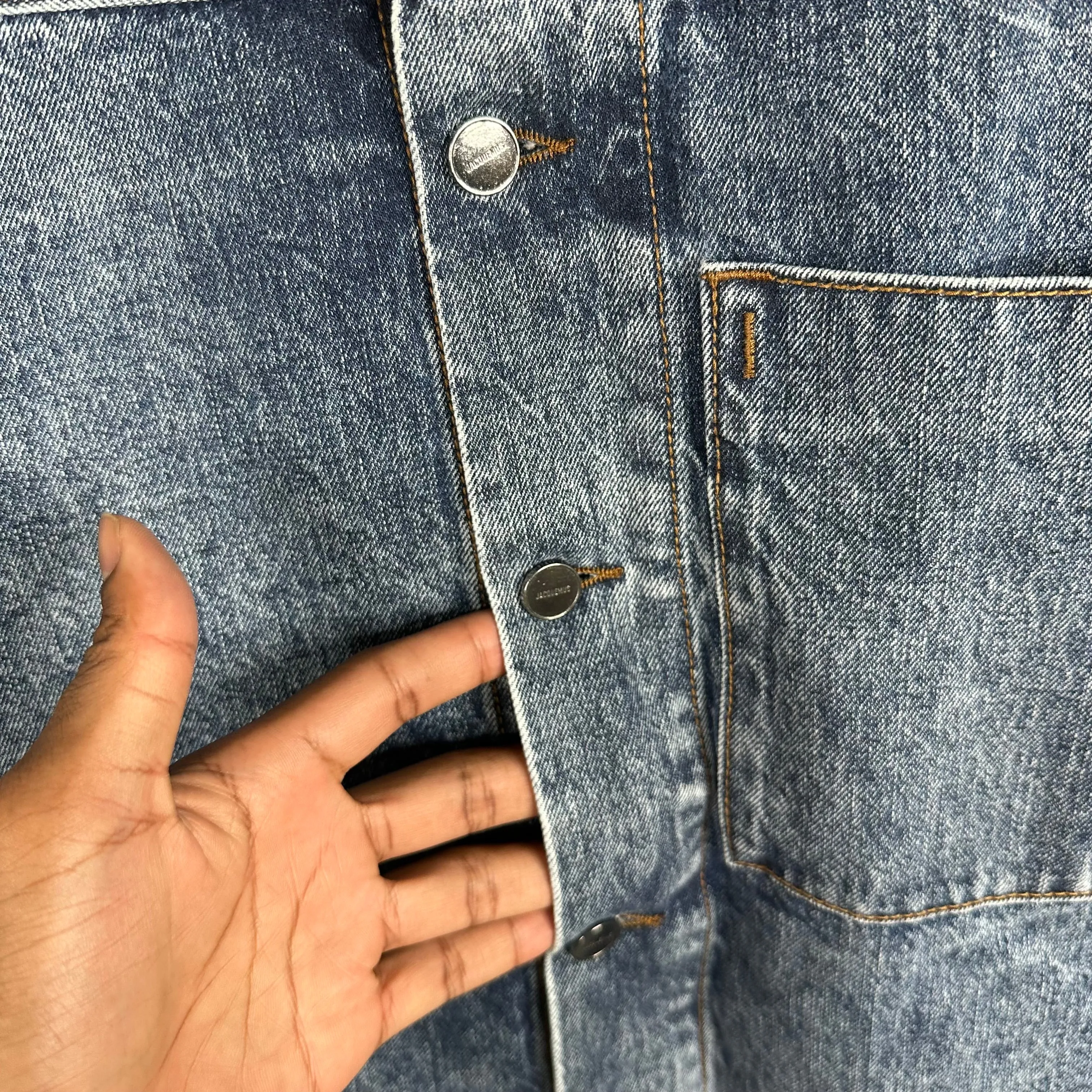 Jacquemus Le Raphia Cropped Denim Jacket