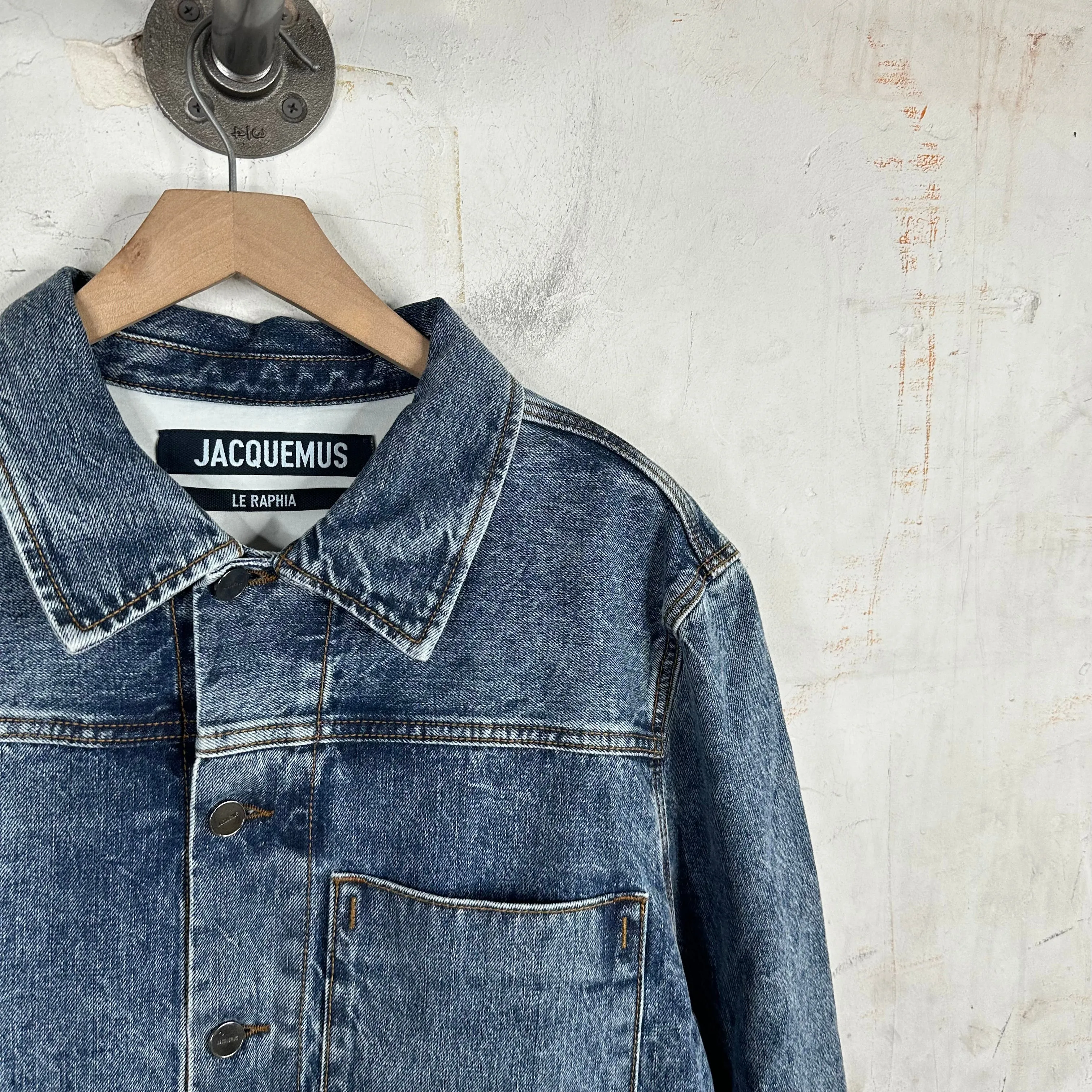 Jacquemus Le Raphia Cropped Denim Jacket