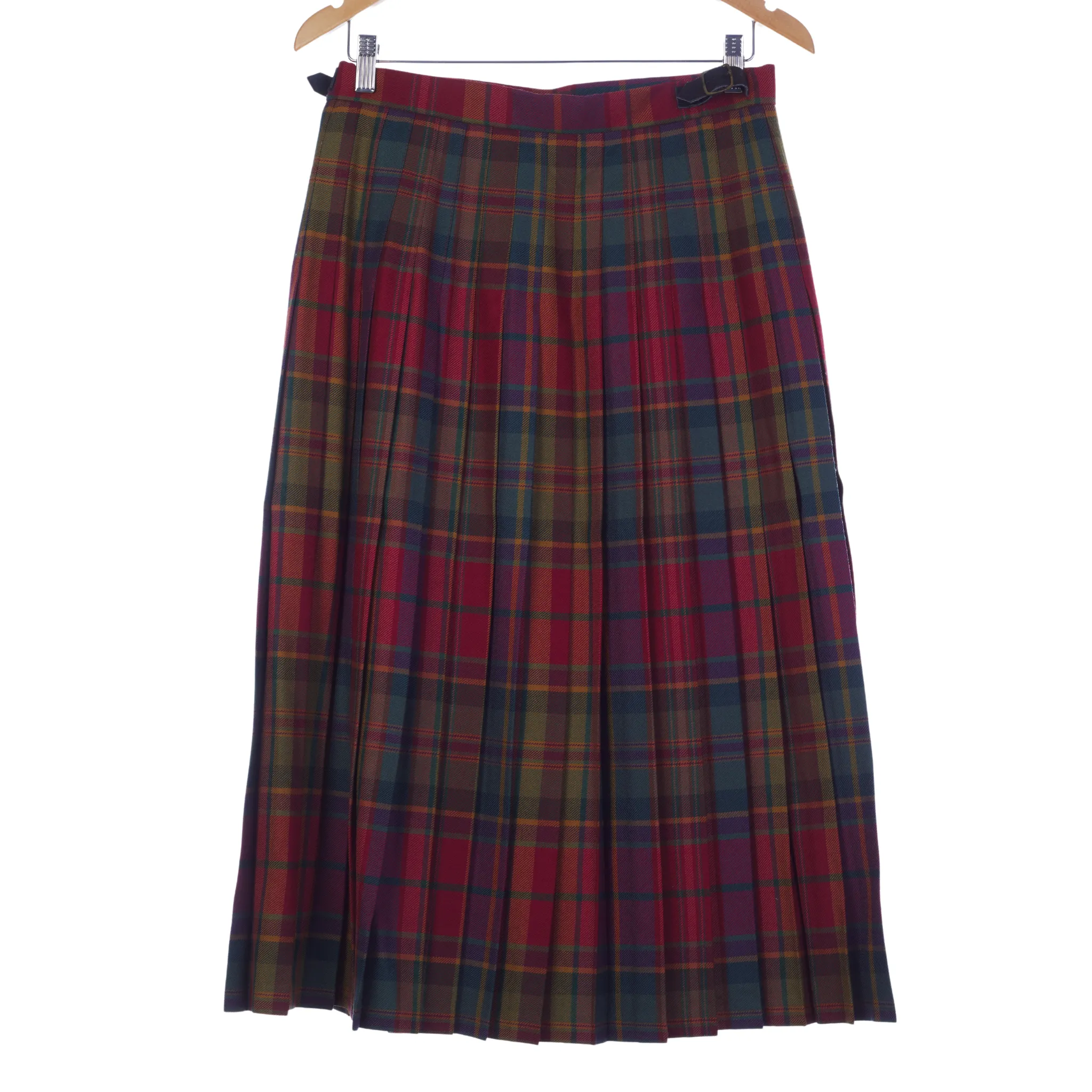 James Pringle Weavers Red and Green Tartan Kilt Style Skirt UK Size 12