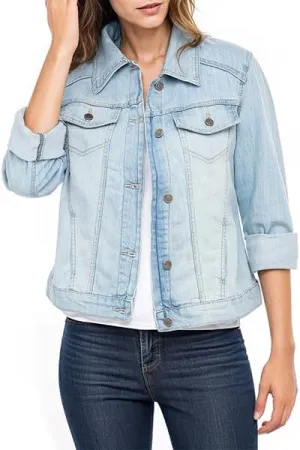Juicy Trendz Women Relaxed Fit Denim jacket Button UP Lightweight Long Sleeve Ladies Stretch Trucker Jean Jackets