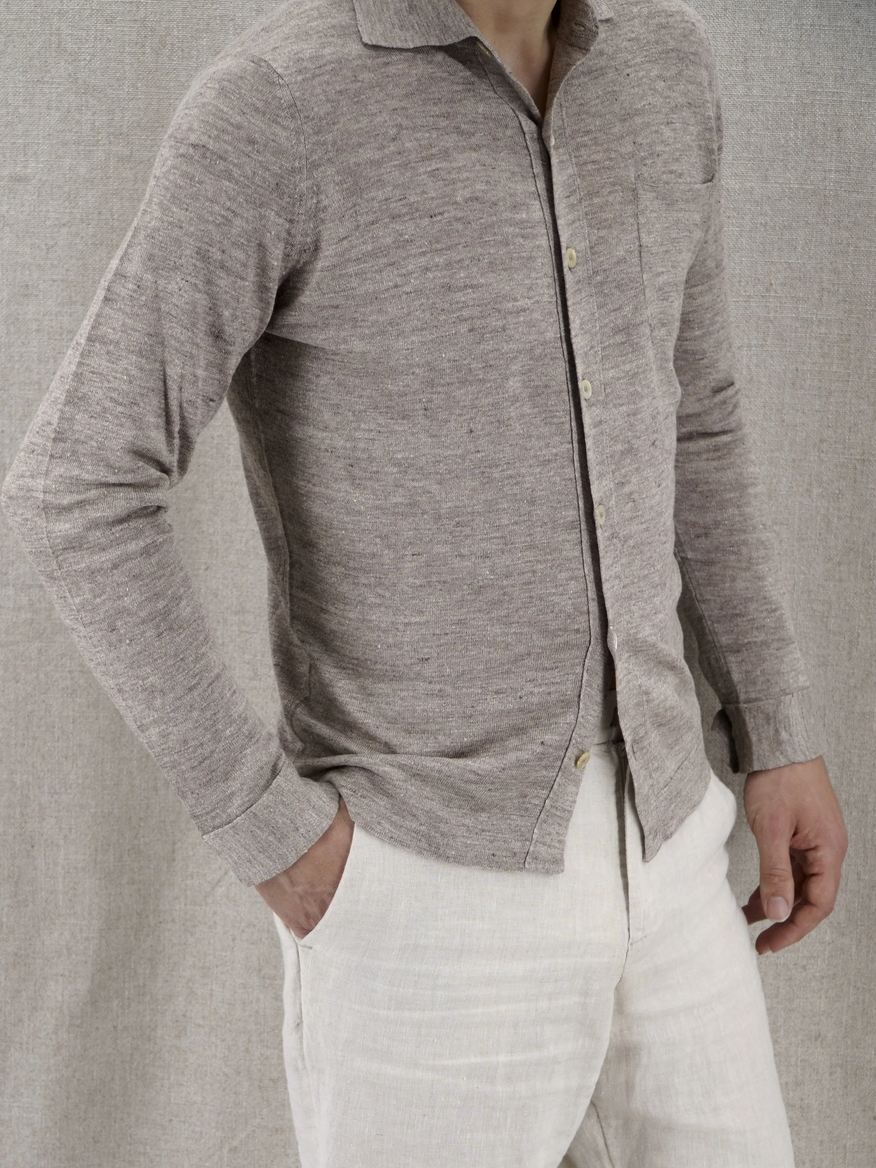 Knitted Camicia Sabbia 70% Lino 30% Seta