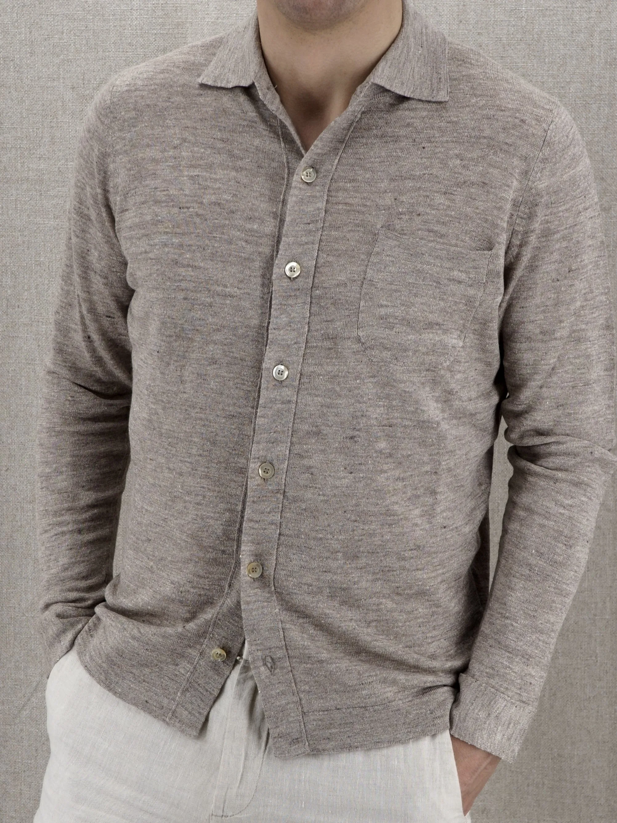 Knitted Camicia Sabbia 70% Lino 30% Seta