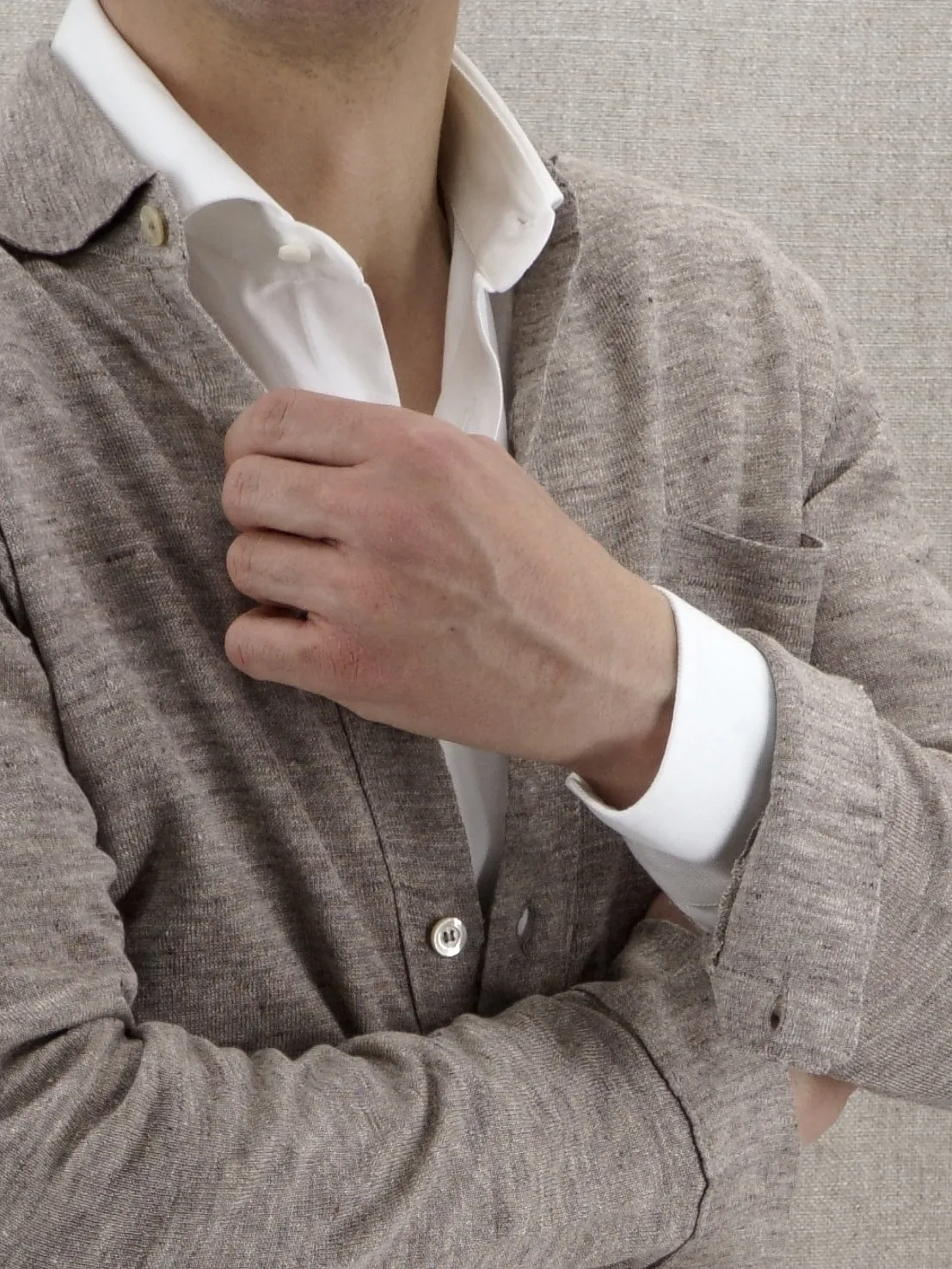 Knitted Camicia Sabbia 70% Lino 30% Seta