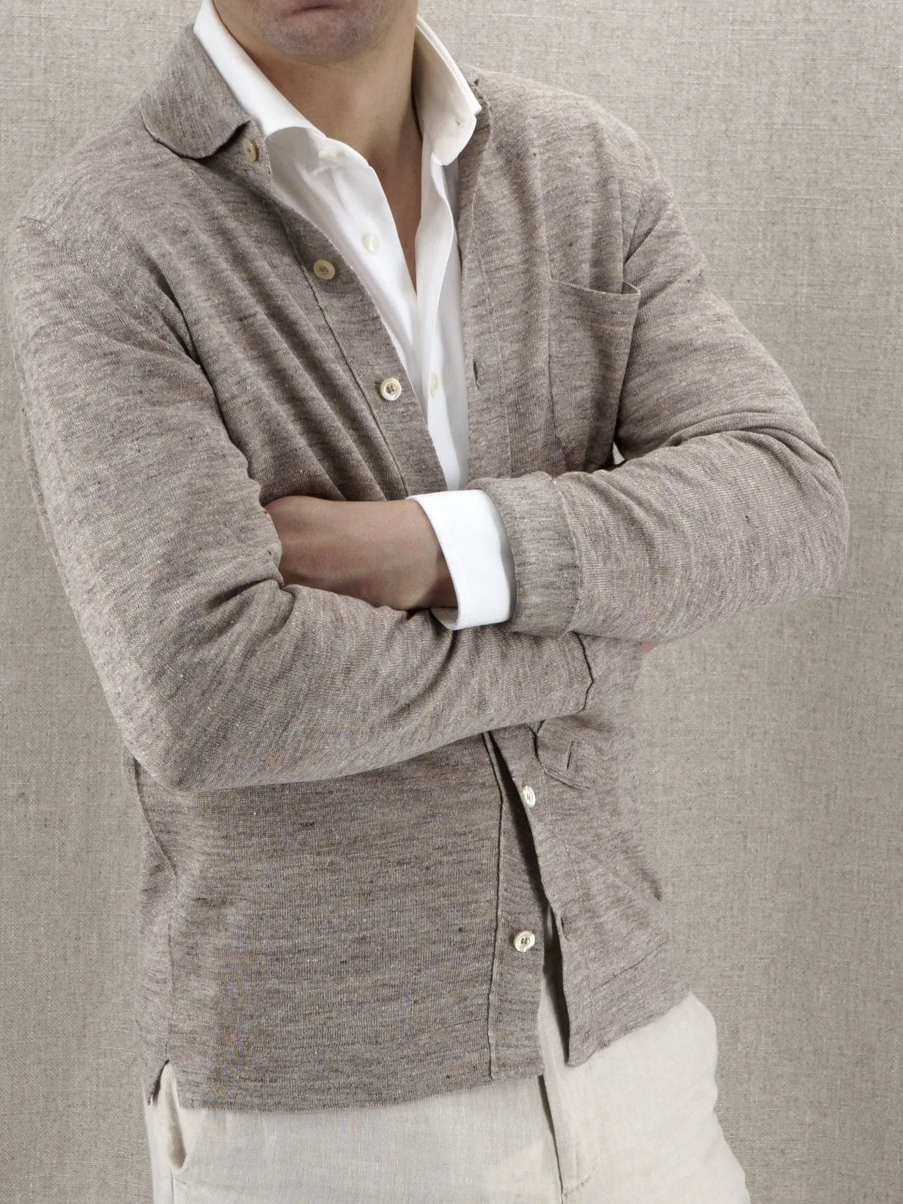 Knitted Camicia Sabbia 70% Lino 30% Seta