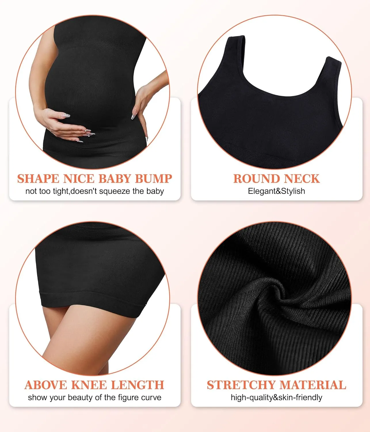 LANCS Seamless Maternity Dress Sleeveless Bodycon Dress Pregnancy Shapewear for Baby Shower Dress Maternity Clothes for Women