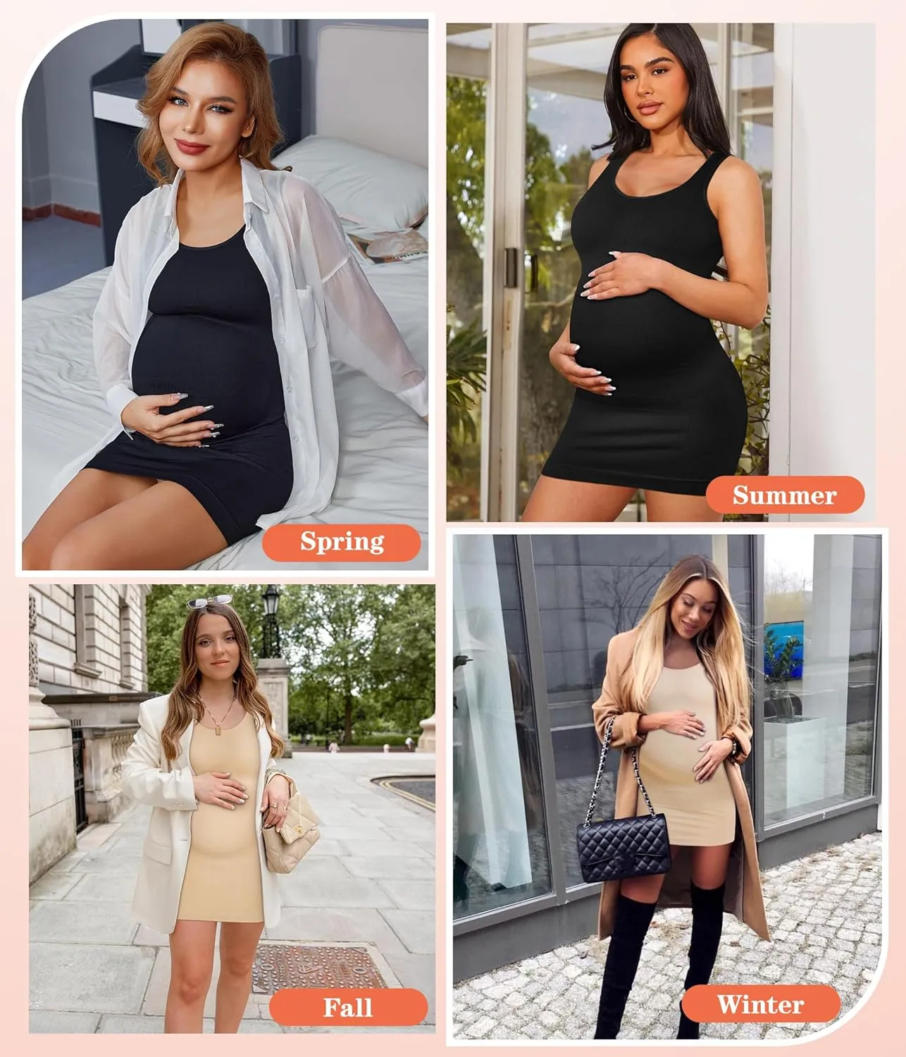 LANCS Seamless Maternity Dress Sleeveless Bodycon Dress Pregnancy Shapewear for Baby Shower Dress Maternity Clothes for Women