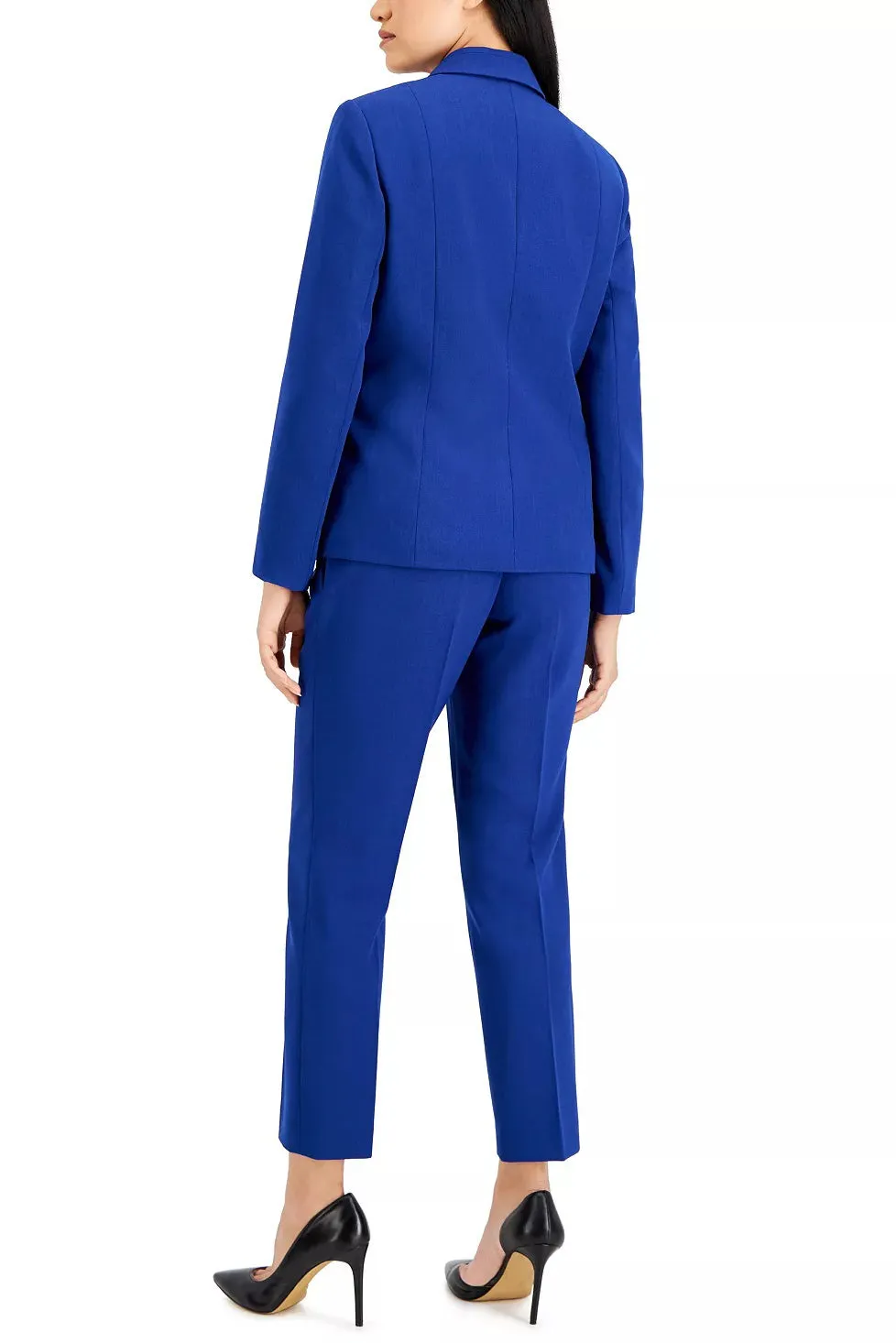 Le Suit Notched Collar 2 Button Closure Flap Pockets Jacket with Mid Waist Button & Zipper Closure Pant