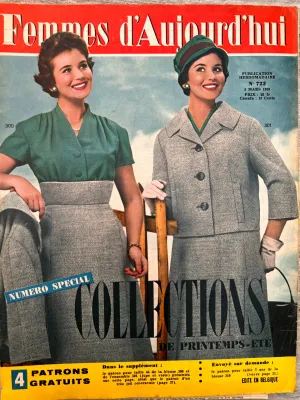 March 1959 French Women's Magazine Femmes d'Aujourd'hui with Pattern