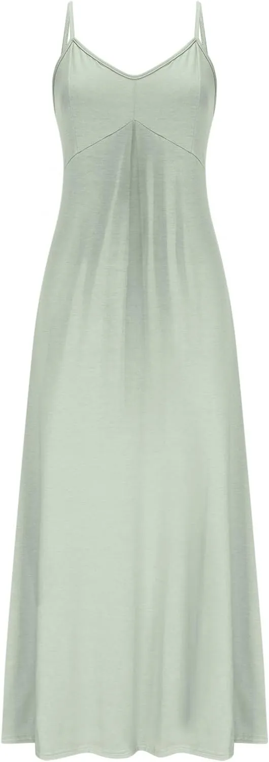 Maxi Dress for Women 2025 Casual Adjustable Spaghetti Strap Summer Long Dresses Flowy Wrap V Neck Beach Vacation Sundress