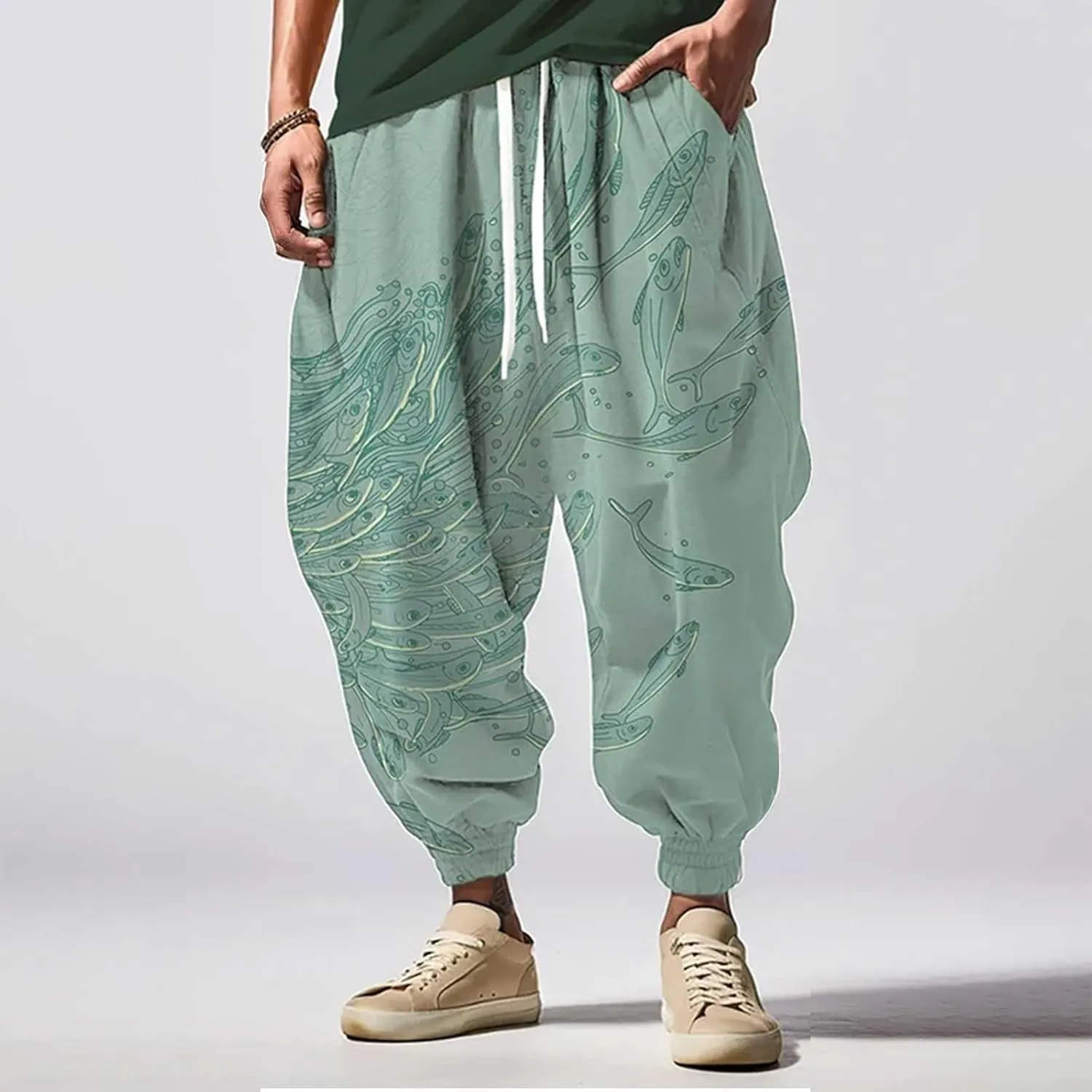 Mens Harem Pants 3D Print Fashion Street Feel Casual Sweatpants Cotton Joggers for Men Yoga Pants Men Men Yoga