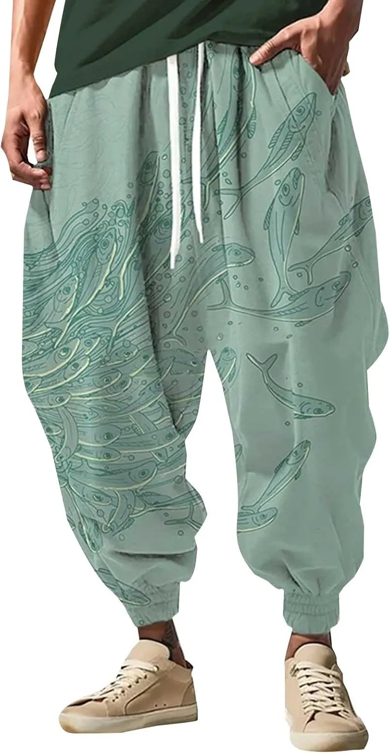 Mens Harem Pants 3D Print Fashion Street Feel Casual Sweatpants Cotton Joggers for Men Yoga Pants Men Men Yoga