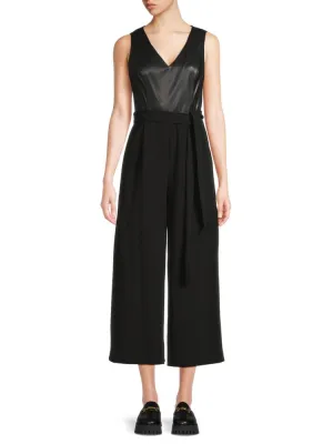 Mix Media Calvin Klein cropped jumpsuit, black