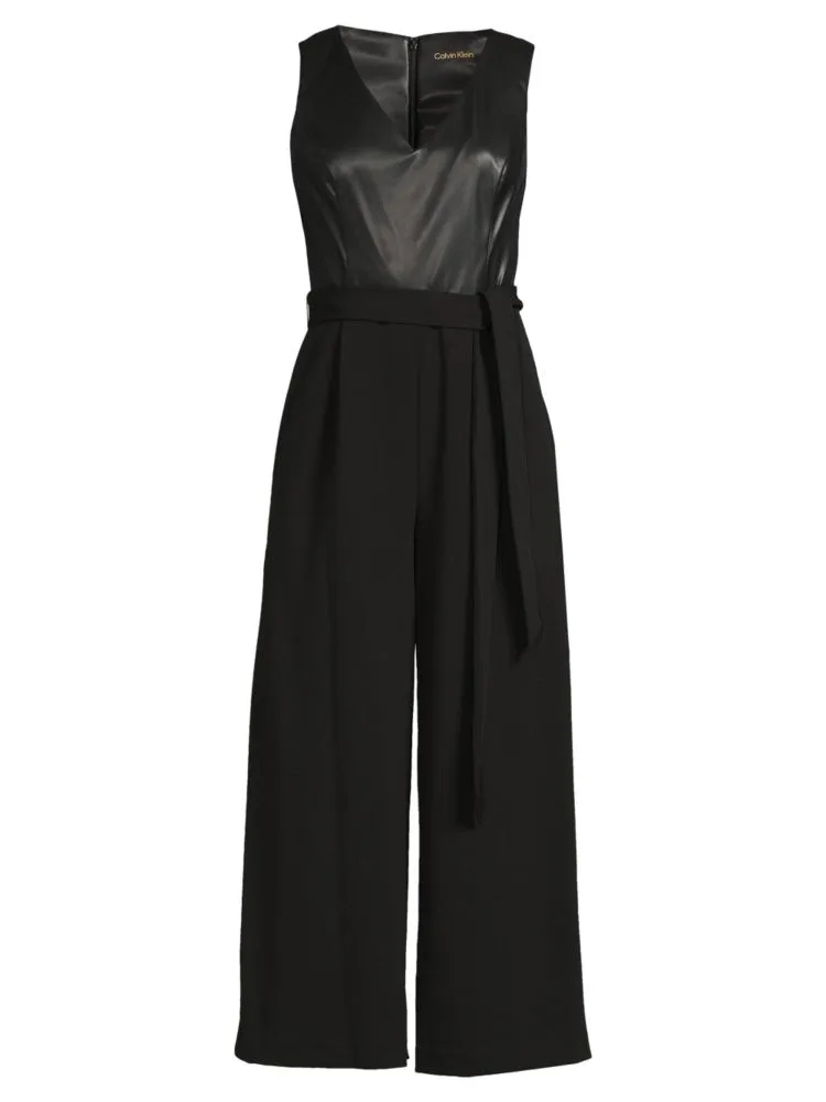 Mix Media Calvin Klein cropped jumpsuit, black
