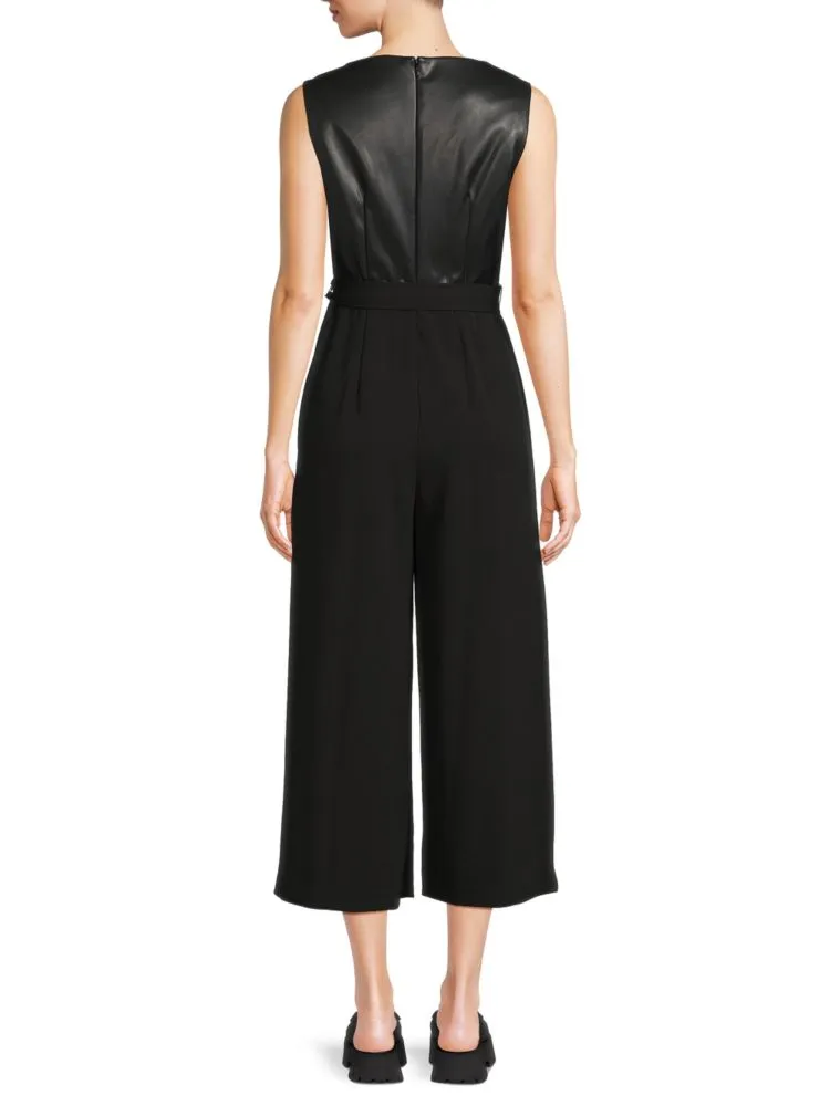 Mix Media Calvin Klein cropped jumpsuit, black