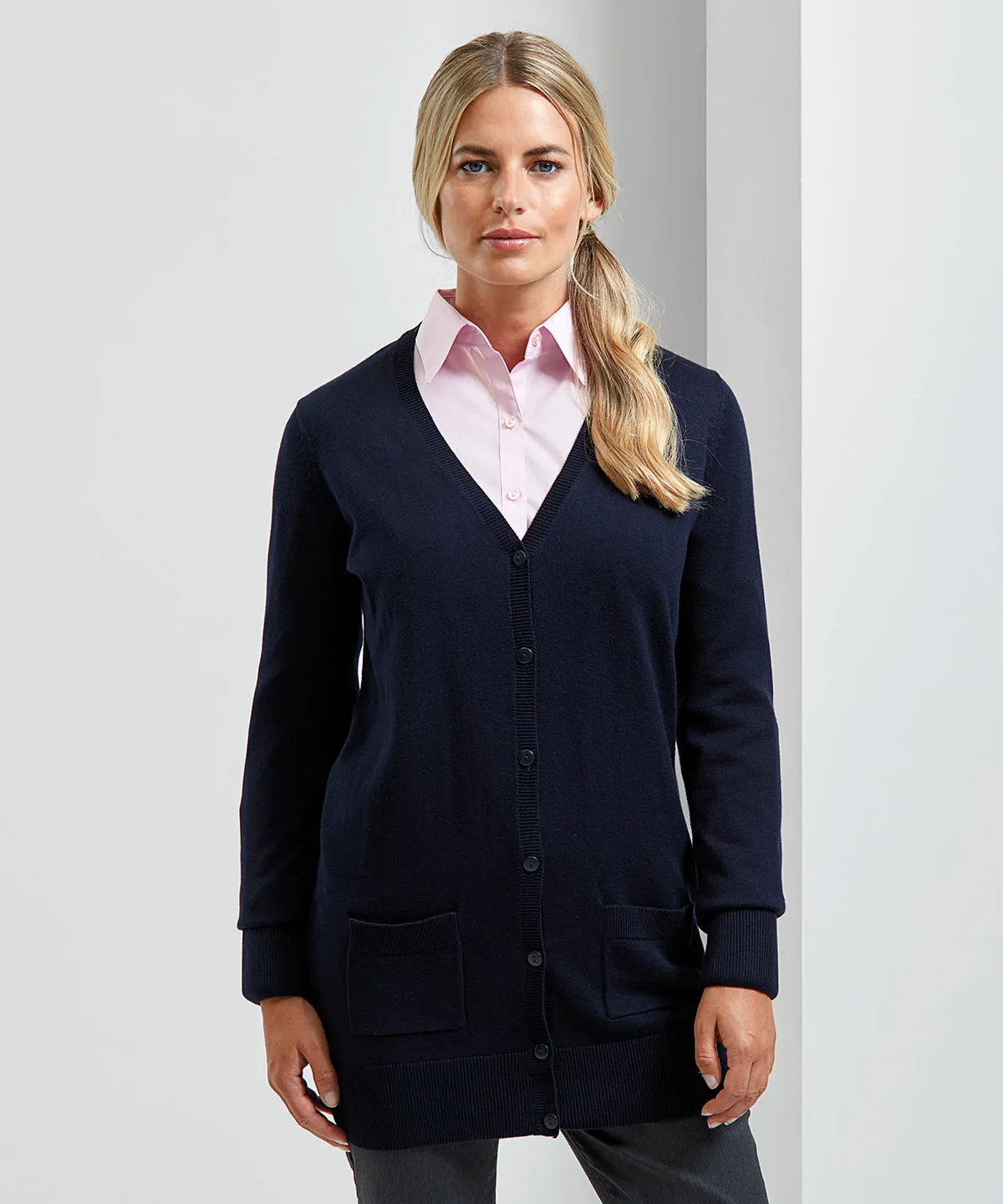 Navy - Women's longline knitted cardigan