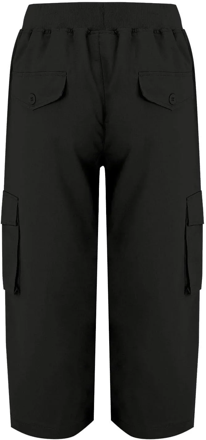 Oplxuo Cargo Pants Womens Capris Summer Hiking Pants Drawstring High Waisted Capri Pants Casual Cropped Sweatpants Pockets