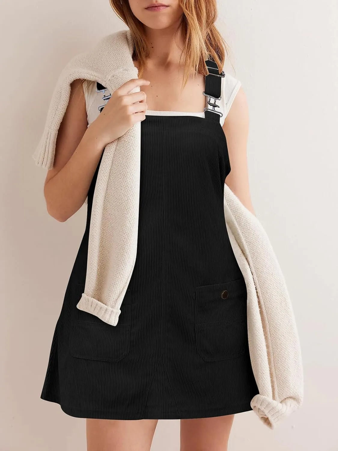 Overall Dress for Women Adjustable Strap Jumper Mini Dresses with Pockets Summer Corduroy Overalls 2025