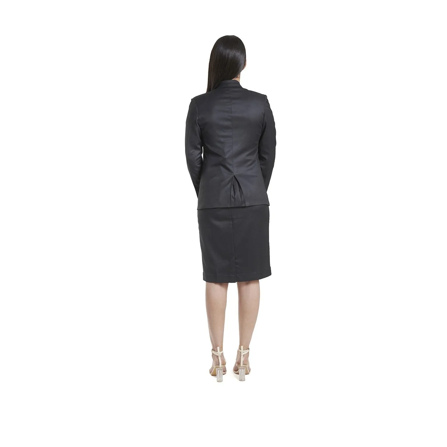 Powersutra Women's Black Poly Cotton Skirt Suit