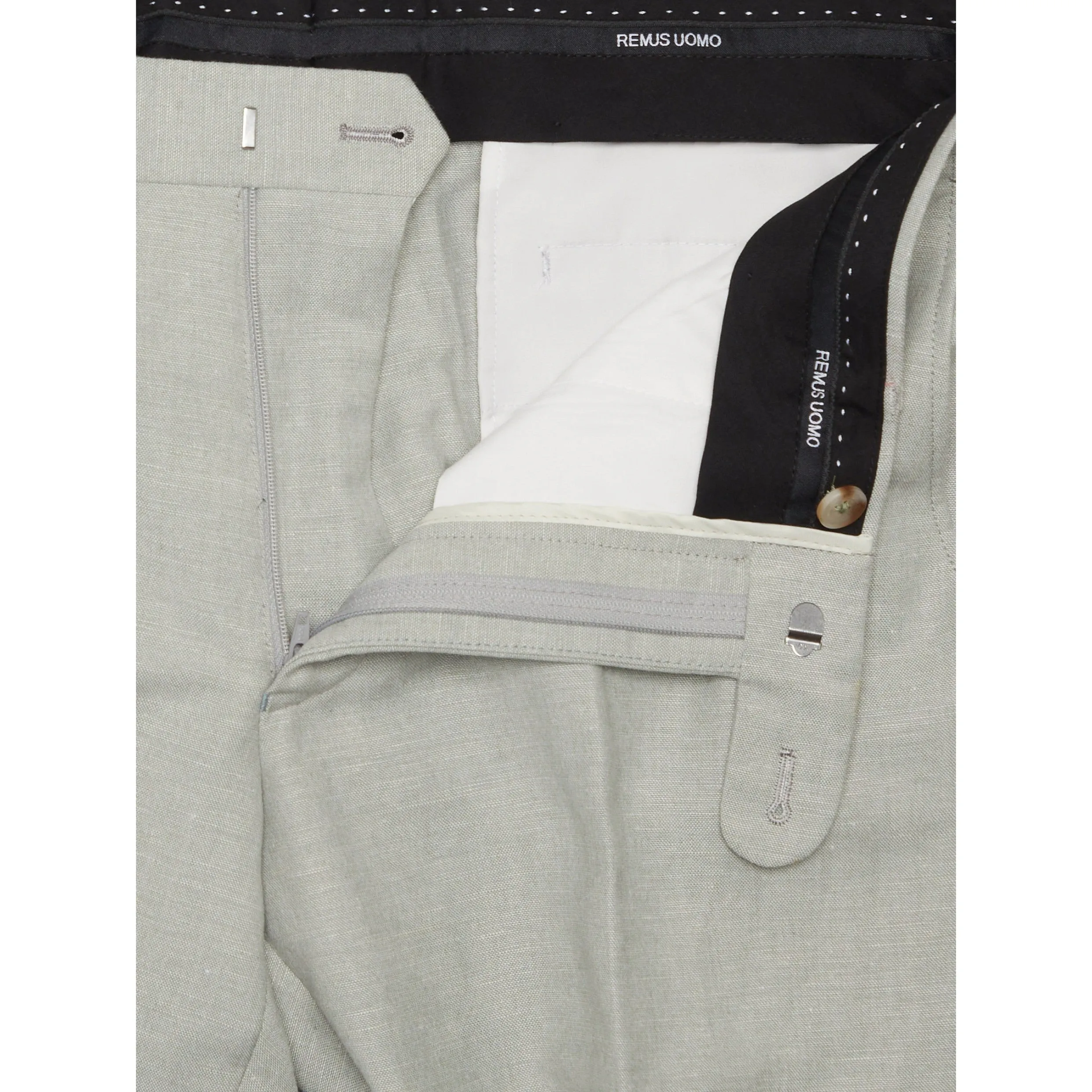 Remus Uomo Peppe Tapered Fit Linen Blend Suit Trousers Sage Green 12271