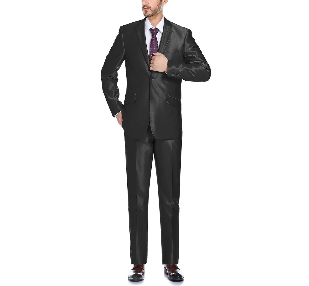 RENOIR Sharkskin Slim Fit Italian Styled Two Piece Suit 207-1