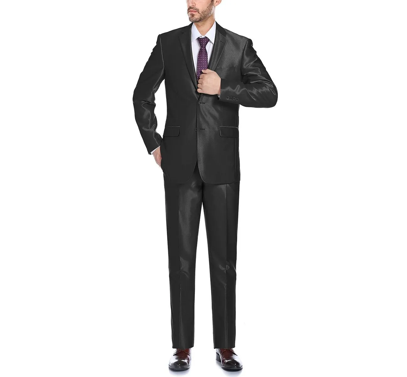 RENOIR Sharkskin Slim Fit Italian Styled Two Piece Suit 207-1