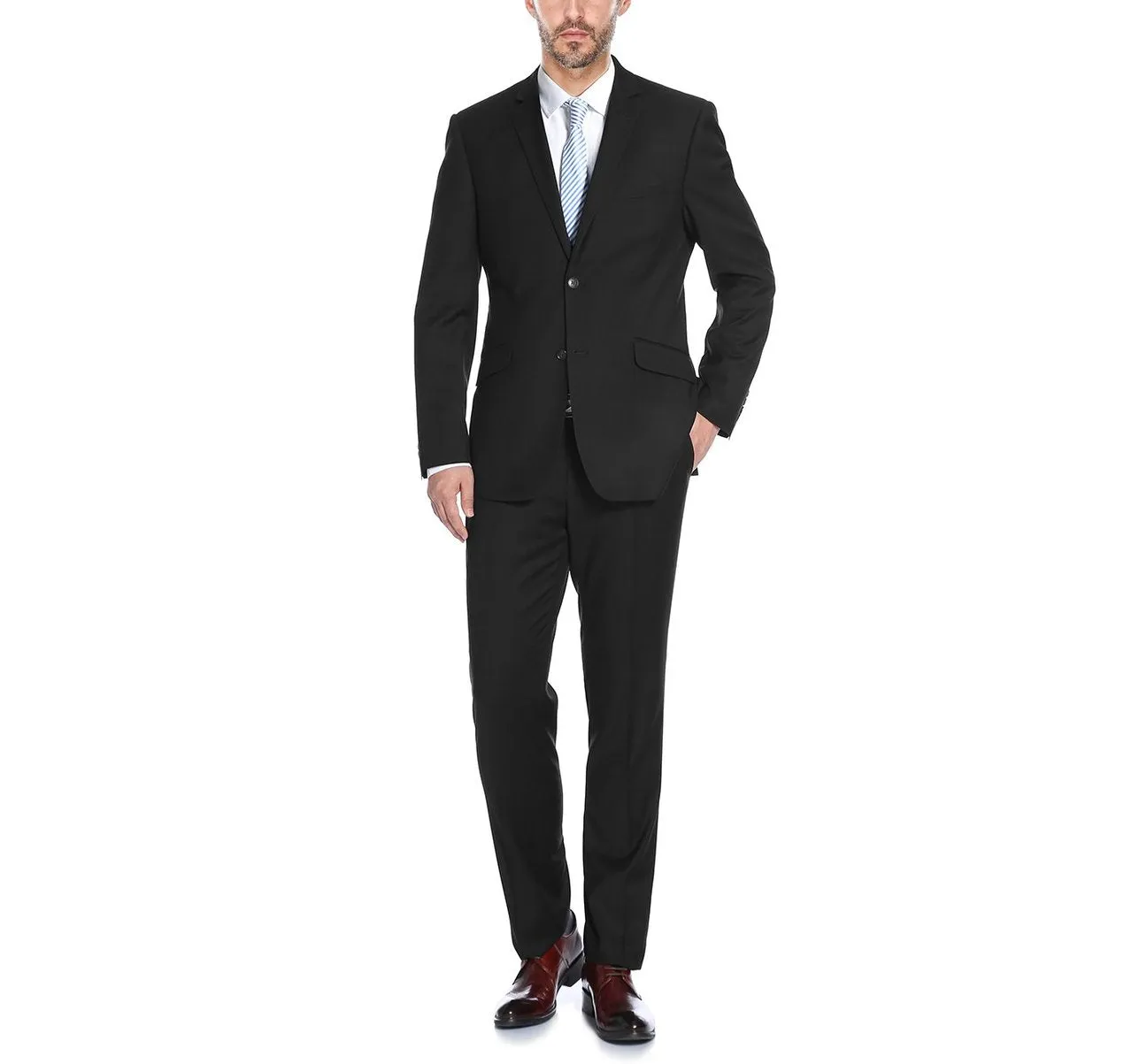 RENOIR Slim Fit Solid Notch Lapel 2-Piece Suit 2110-1