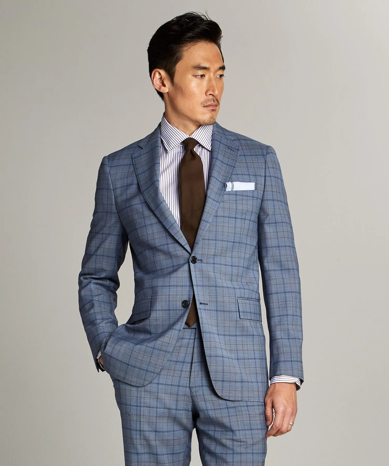 Sutton Wool Suit in Blue Check