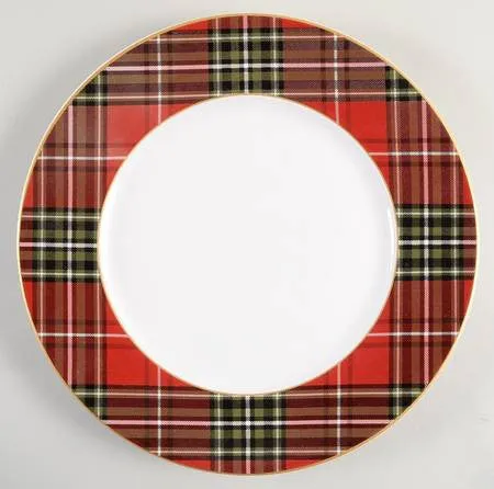 Tartan Plaid Red & Green Christmas Dinner Plates Set of 4 NEW 222 Fifth Wexford