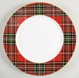 Tartan Plaid Red & Green Christmas Dinner Plates Set of 4 NEW 222 Fifth Wexford