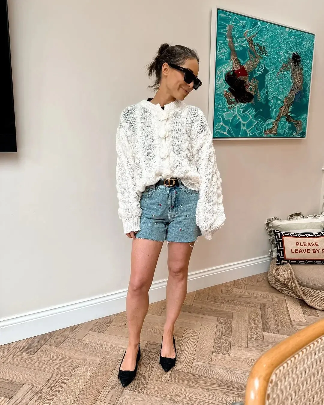 TAVIMART  -  Fashion 3d Flower Solid Knitted Cardigan Women's Elegant O-neck Short Loose Sweater Autumn Female Commute Chic Outerwears