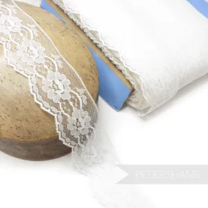 Vintage Ivory 45mm French 1960s Wide Floral Lace Sheer Ribbon - 1m