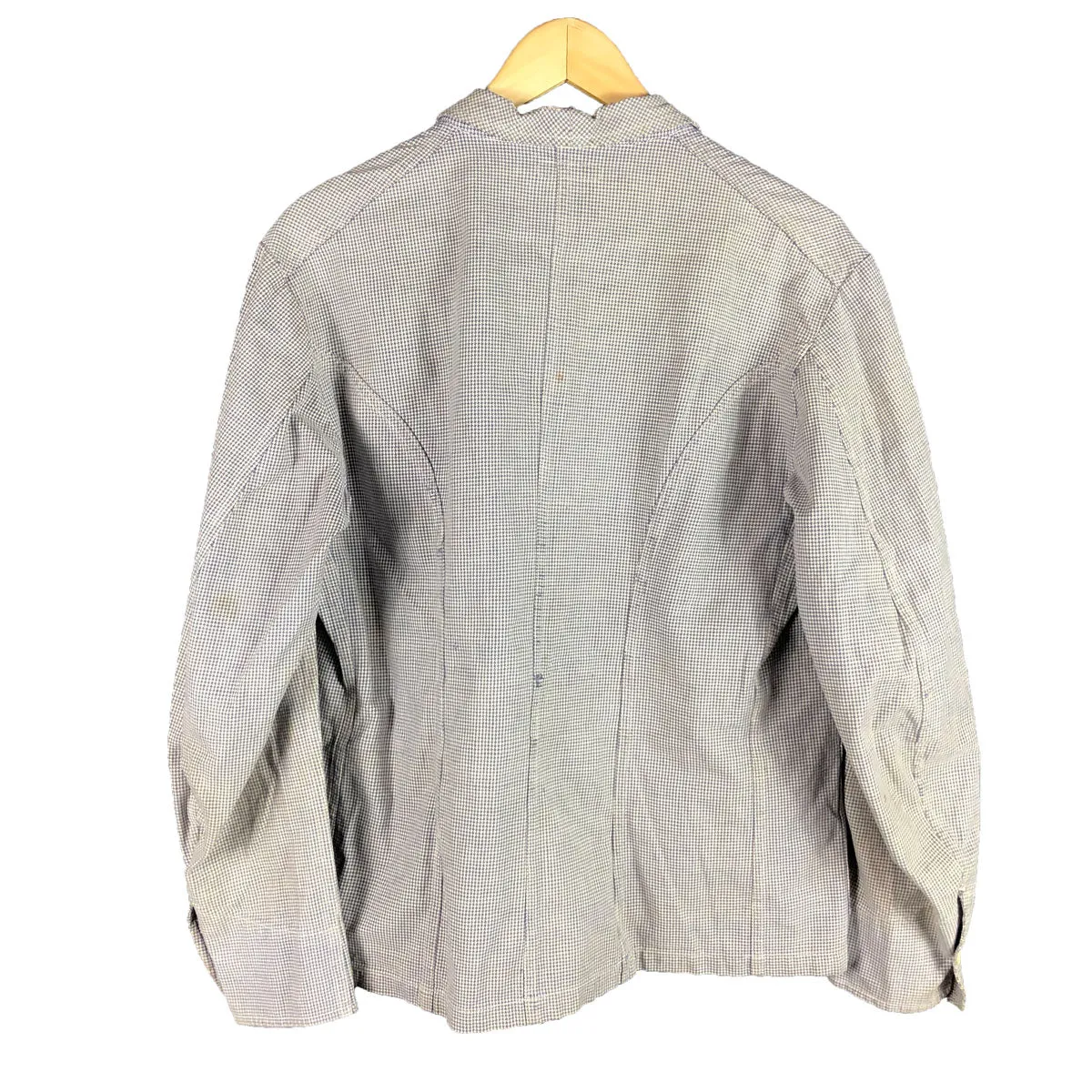 Vintage Leclerc French Checkered Butcher's Work Jacket