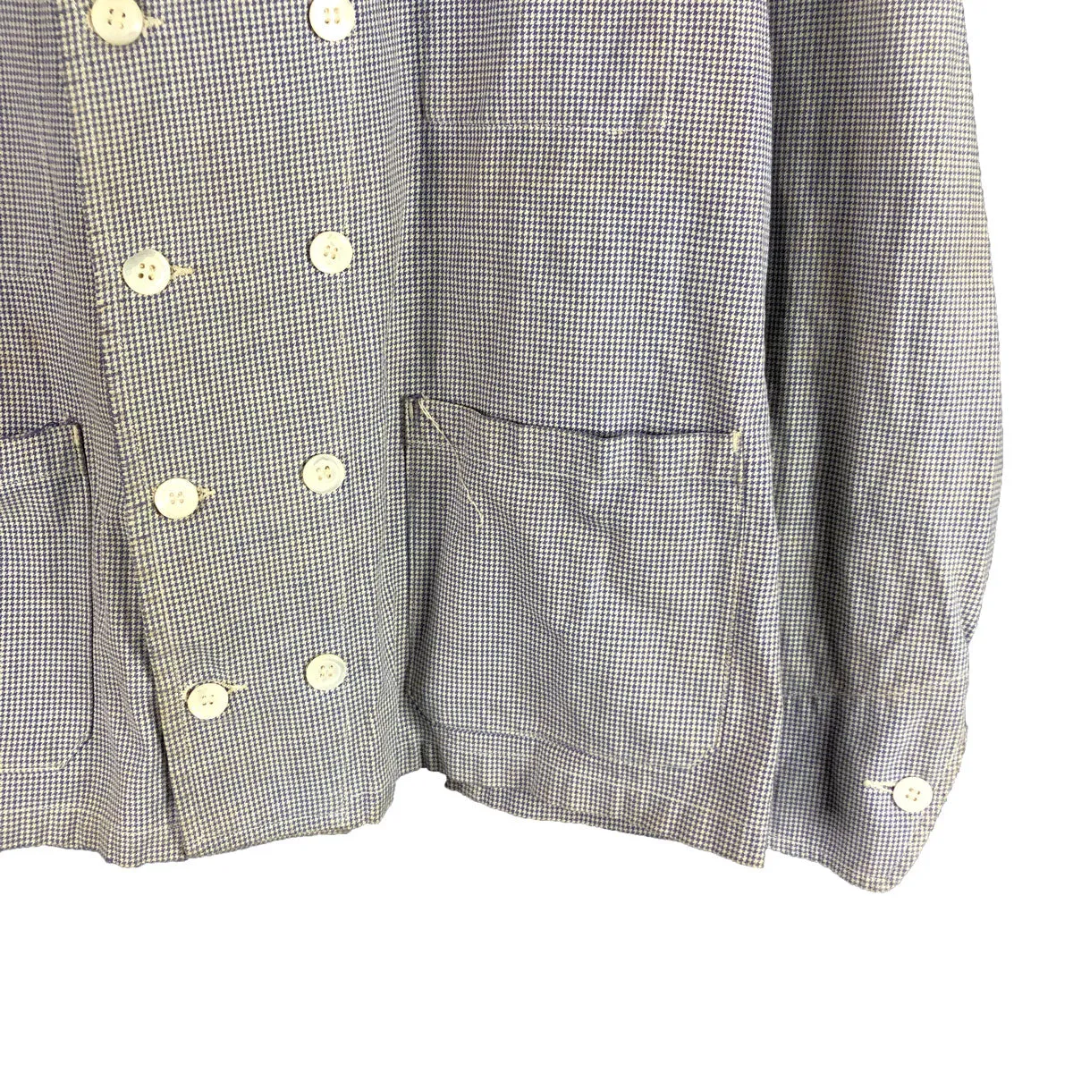Vintage Leclerc French Checkered Butcher's Work Jacket