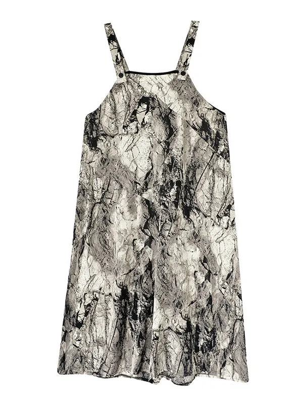 Vintage  Printed Loose Wide Leg  Overalls