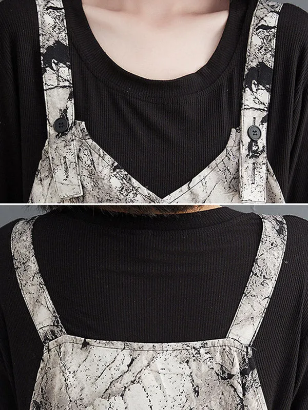 Vintage  Printed Loose Wide Leg  Overalls
