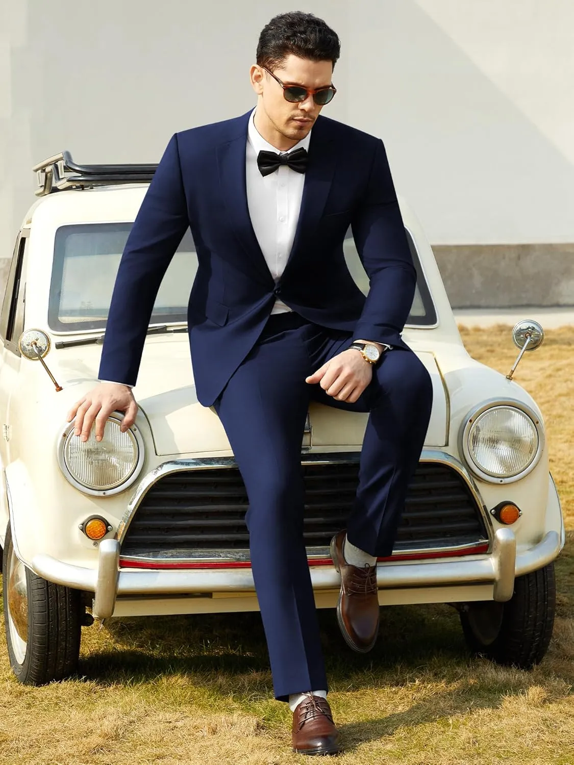 WEEN CHARM Men's Suits Slim Fit 2 Piece One Button Blazer Jacket Wedding Prom Tuxedo Pants Set